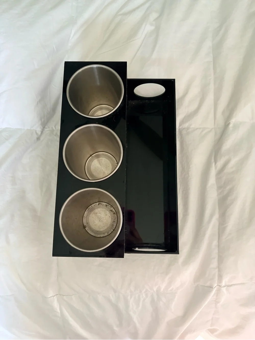 Black 3-Cup Stainless Steel Organizer Tray  For Hairdryer and brushes